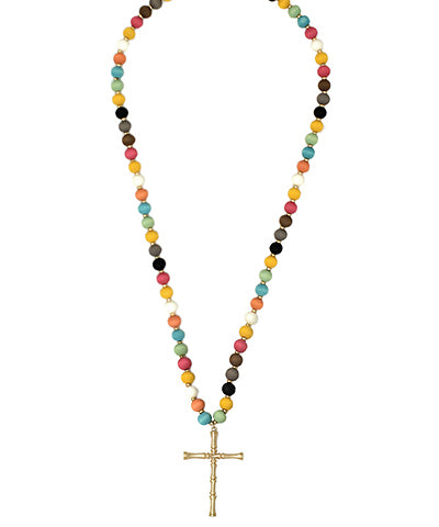 Multicolor Beaded Cross Necklace