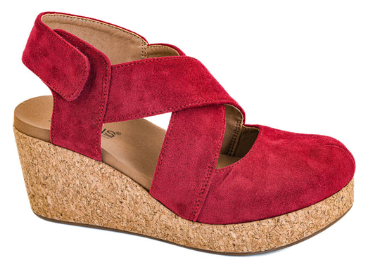 CASE CLOSED Dark Red Faux Suede Corkys