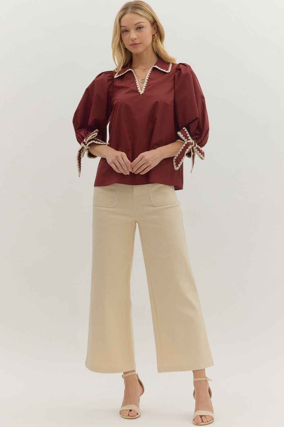 Burgundy Belle Trim Blouse