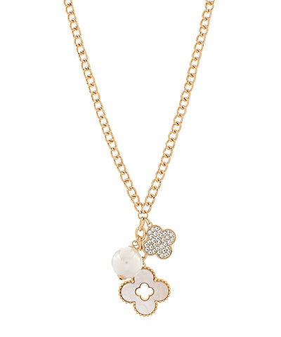 Pave Clover & Multi Charm Necklace