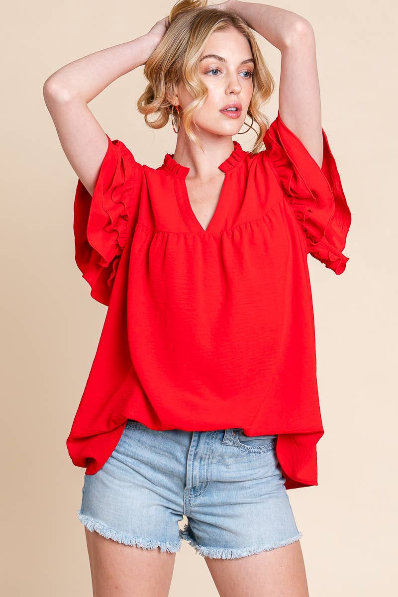 Bold & Beautiful Ruffle Sleeve Top