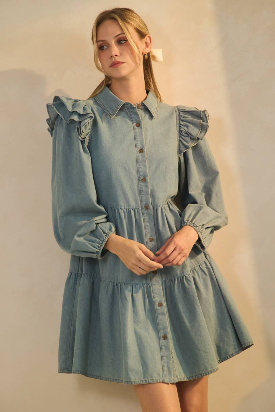Sweet Magnolia Ruffle Denim Dress
