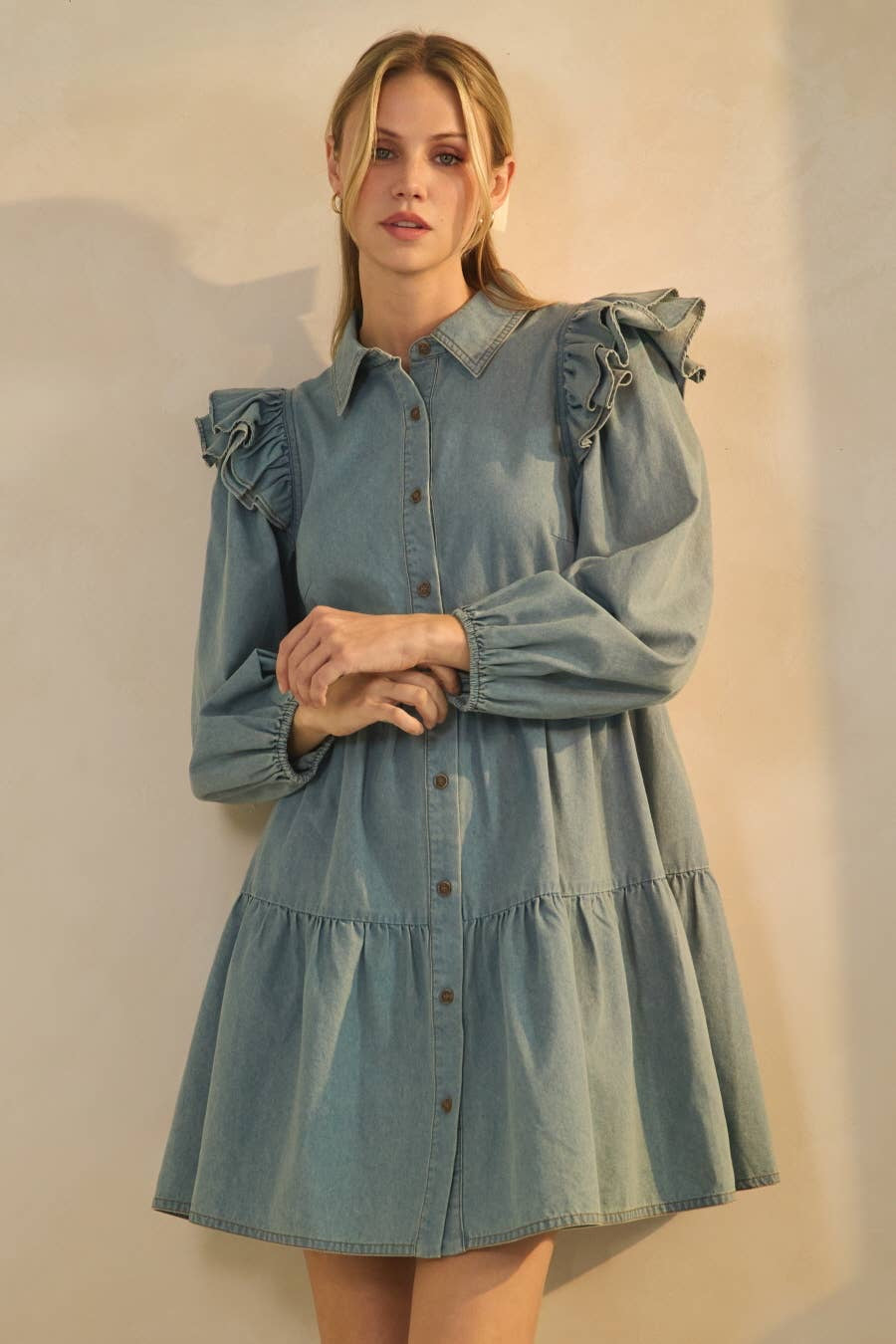 Sweet Magnolia Ruffle Denim Dress