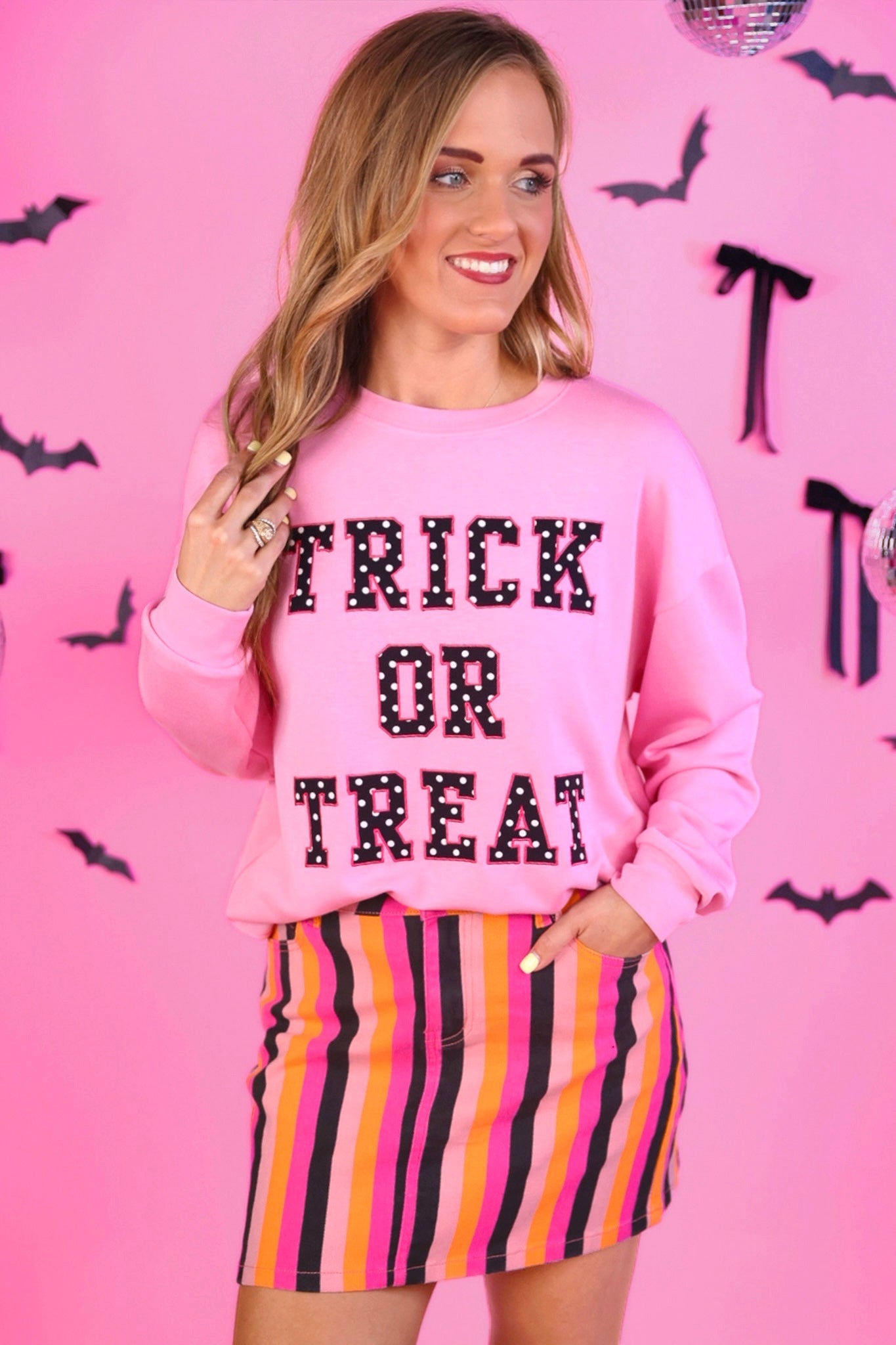 PREORDER- Boo Stripes Nova Denim Skirt
