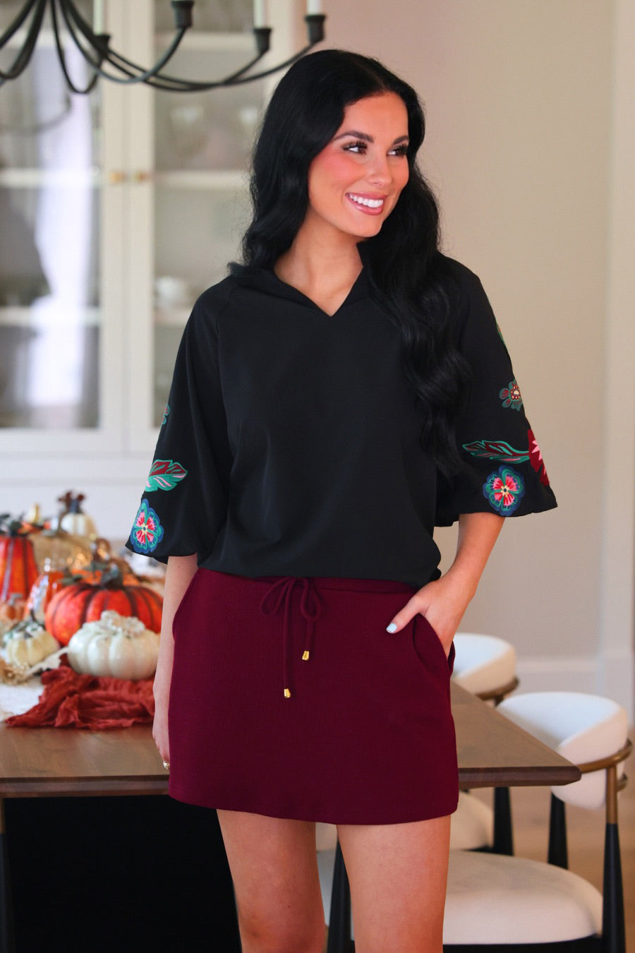 PREORDER- Well Loved Ribbed Skort- Burgundy