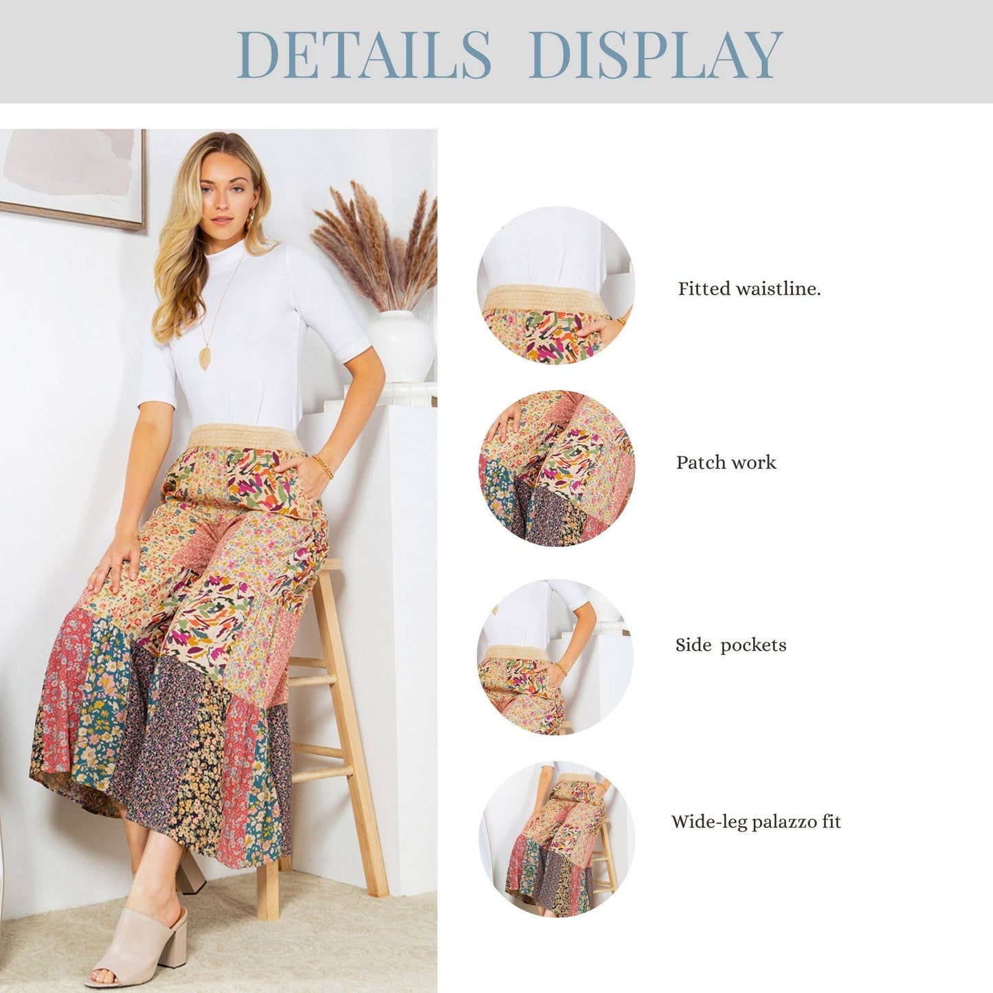 Printed Patchwork Overdyed Pants With 4 Tiers: Olive / (S-M-L-XL 1-2-2-1)