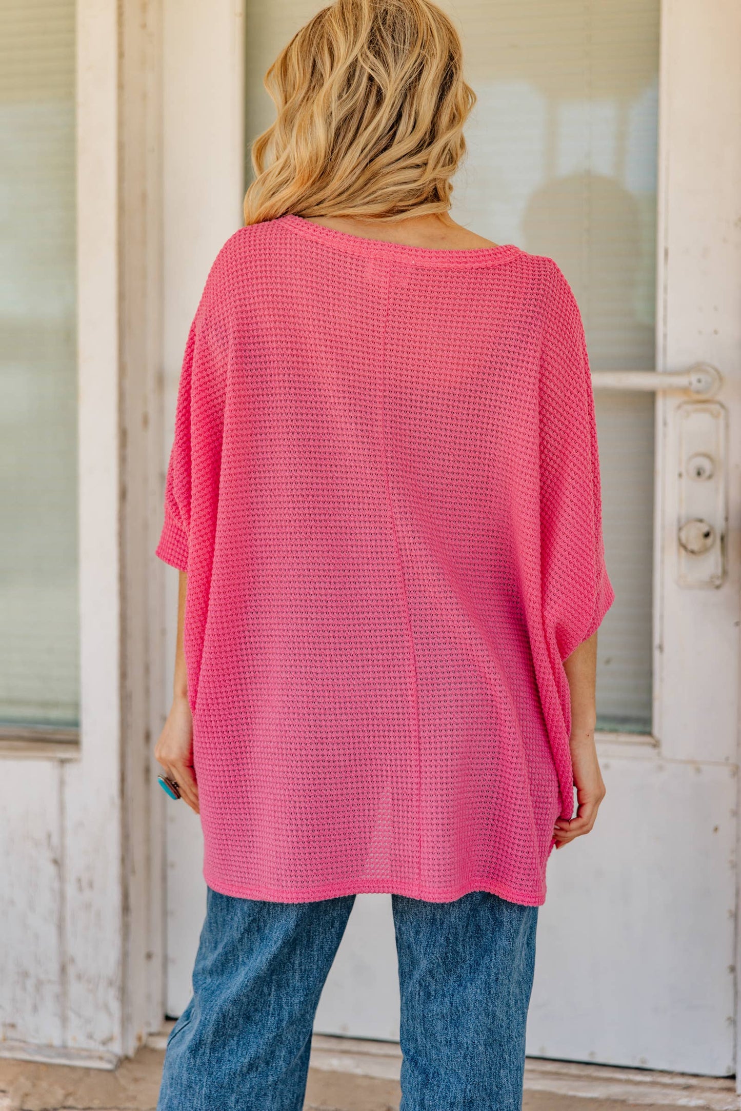 Crochet Oversized Relaxed Fit Poncho Top: NAVY / S/M