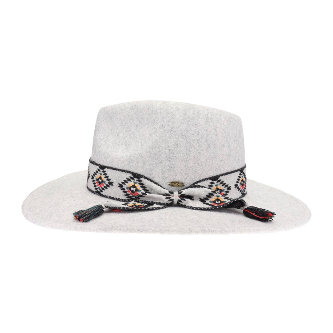 Dove Aztec Trim Band Vegan Fabric C.C Panama Hat