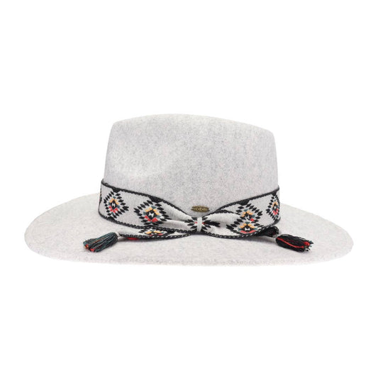 Dove Aztec Trim Band Vegan Fabric C.C Panama Hat
