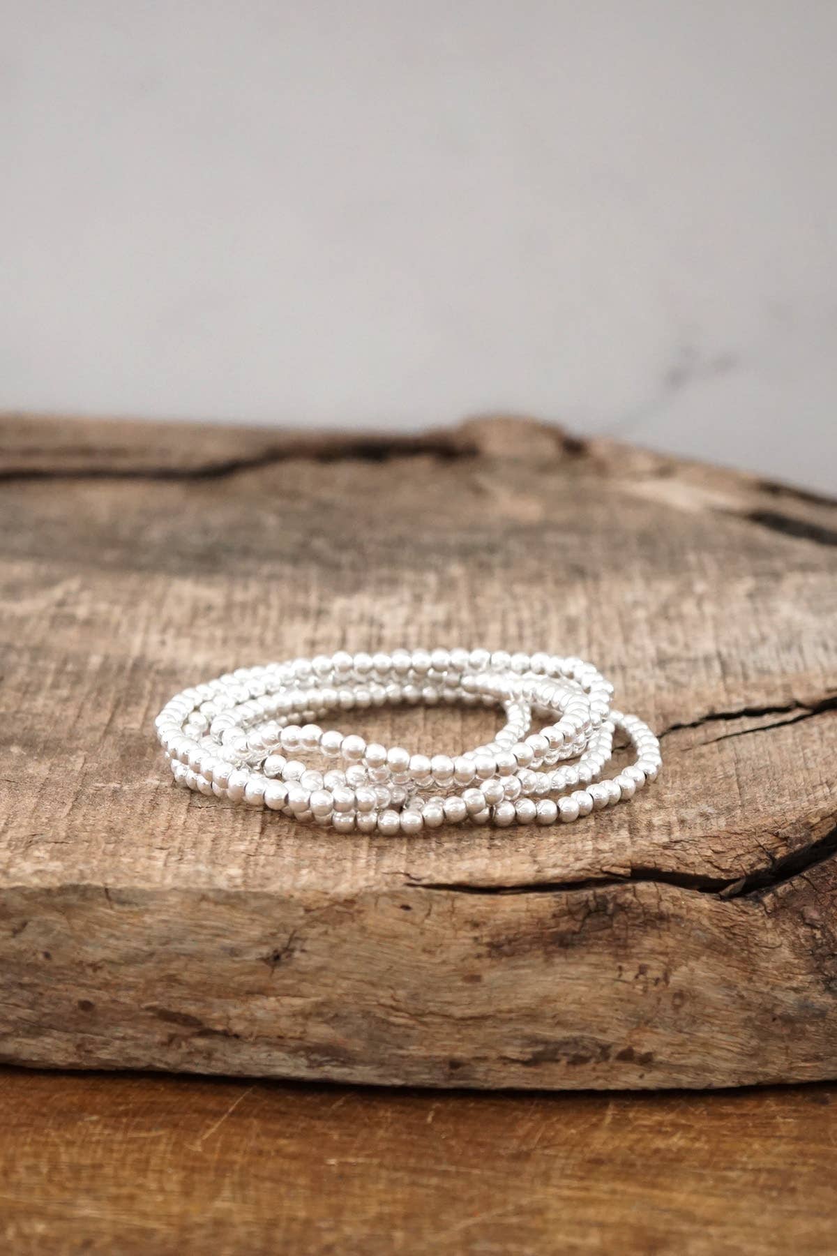 Silver tone Small Beaded Bracelet Set of 5