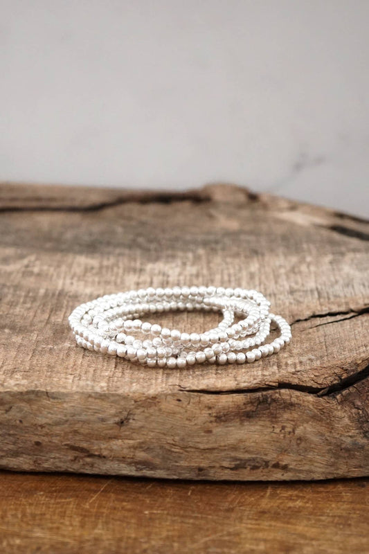 Silver tone Small Beaded Bracelet Set of 5