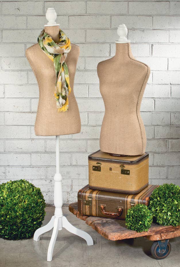 Linen & Burlap Floor or Tabletop Body Forms - Fiberglass: Cream / Tabletop