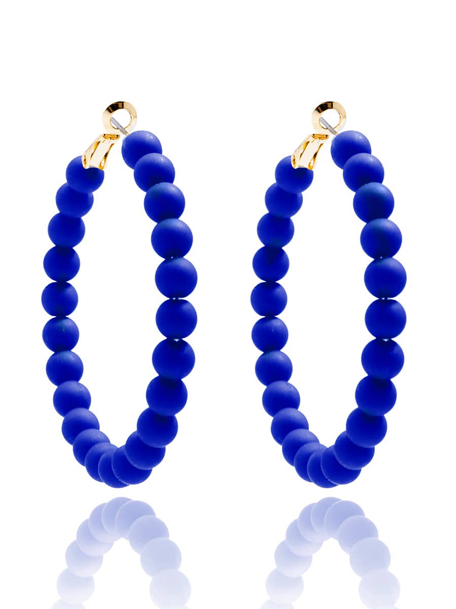 Emerald Matte Beaded Hoop Earring