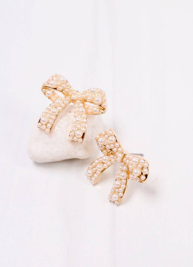 Paige Pearl Bow Earrings