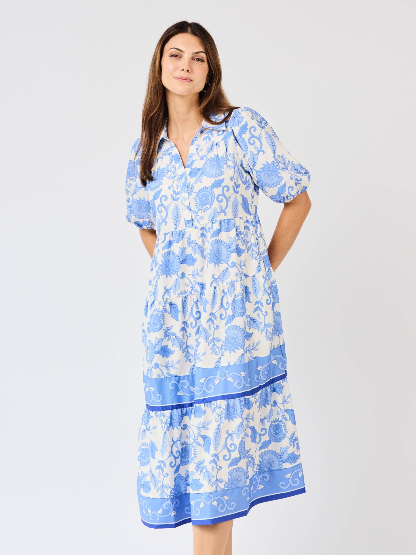 Eloise Dress | Porcelain Vines Blue: XS