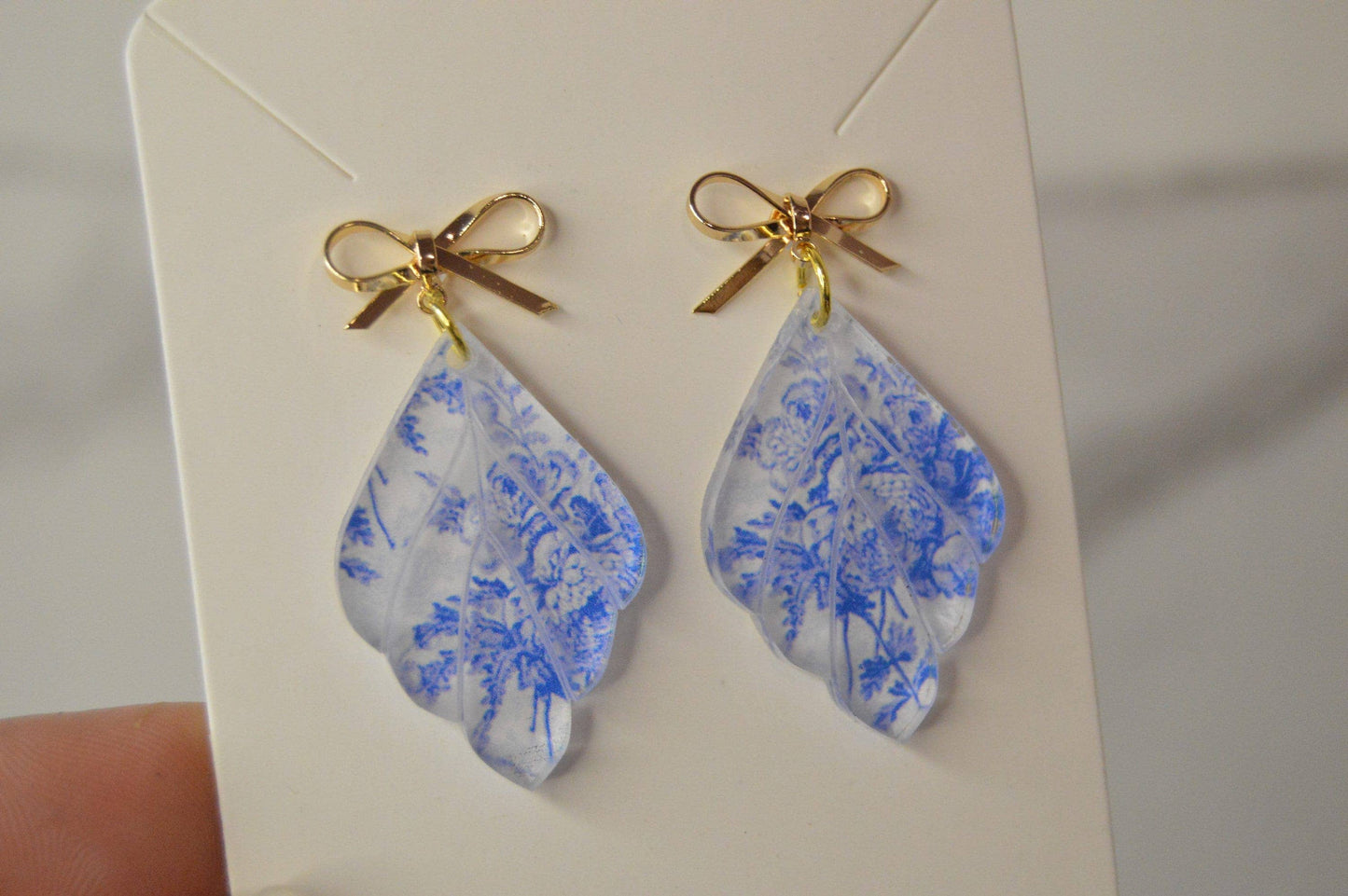 Blue Chinoiserie Earrings, Drop Earrings, Dangle Earrings, S