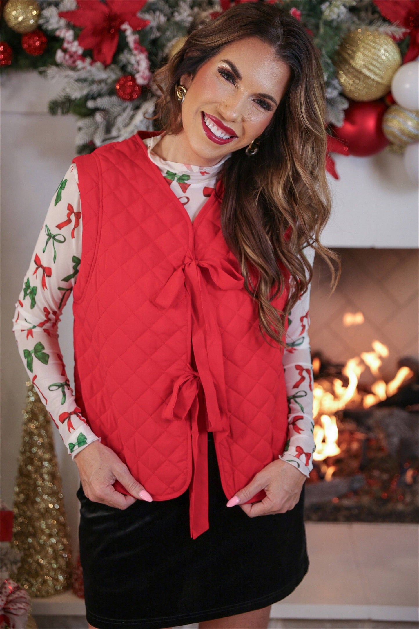 The Cozy Quilted Bow Vest