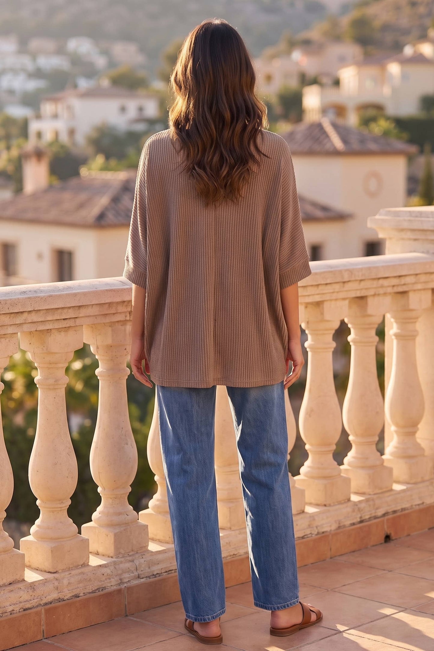 Oversized Curly Rib Top: BLACK / S/M