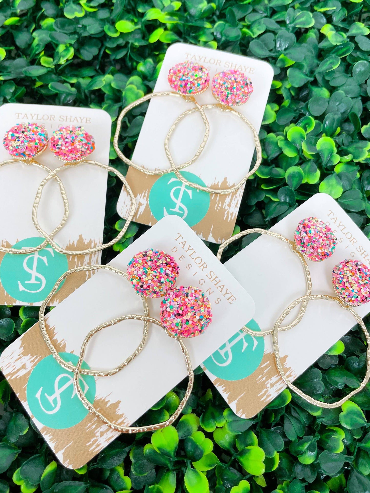 Rainbow Glitter Top Hoops
