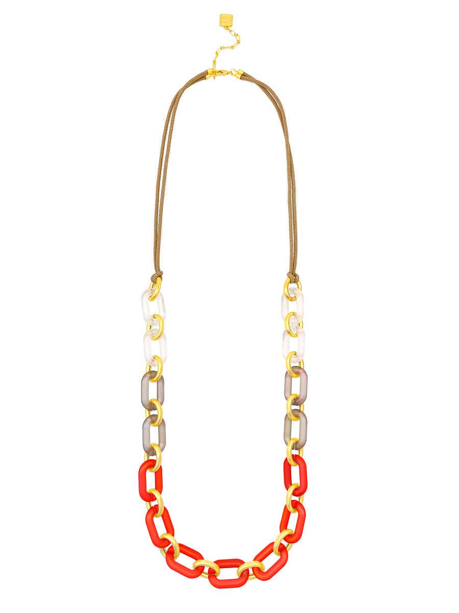 Multi-Color Resin Oval Links Long Necklace: MLT