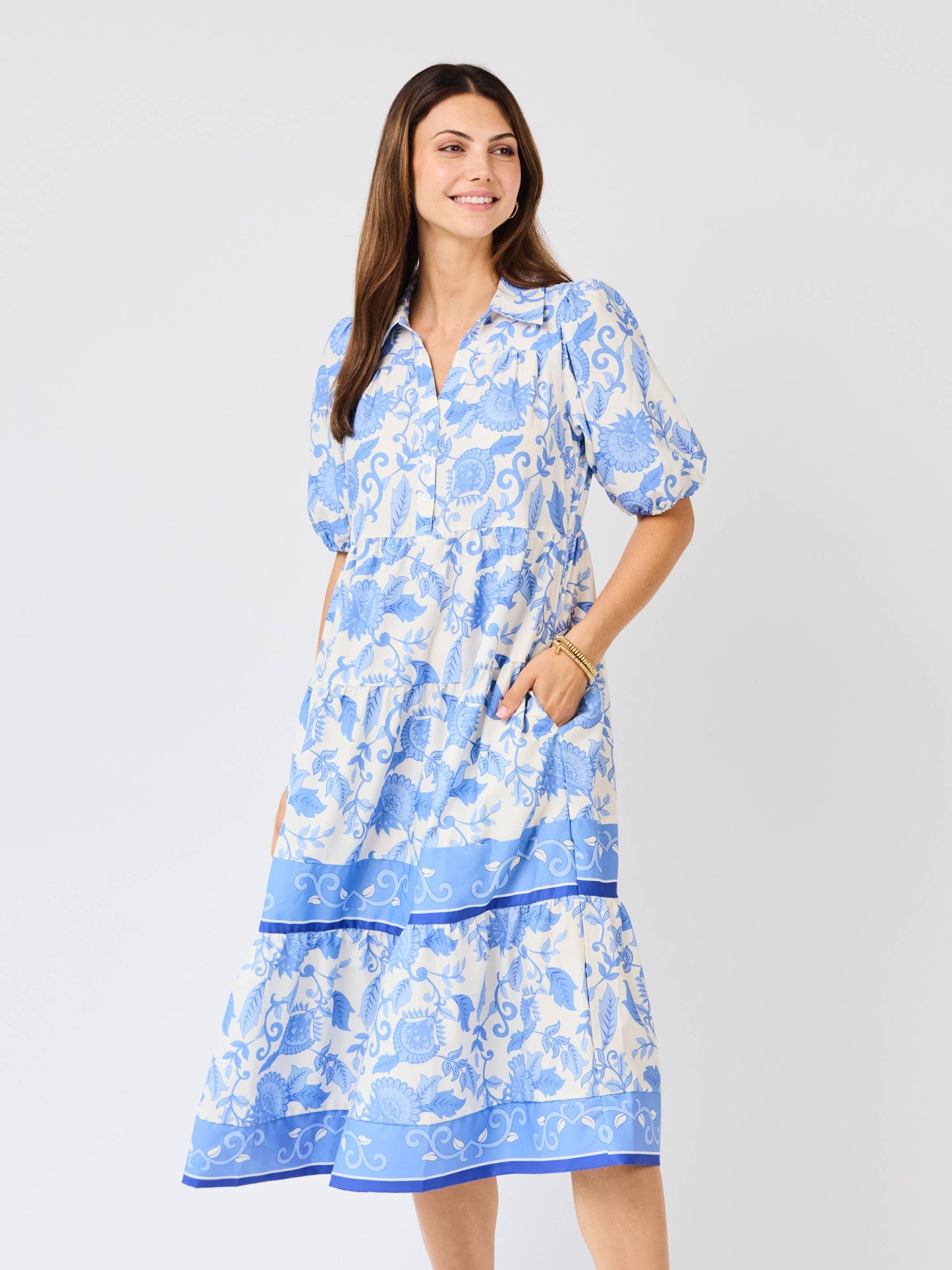 Eloise Dress | Porcelain Vines Blue: XS