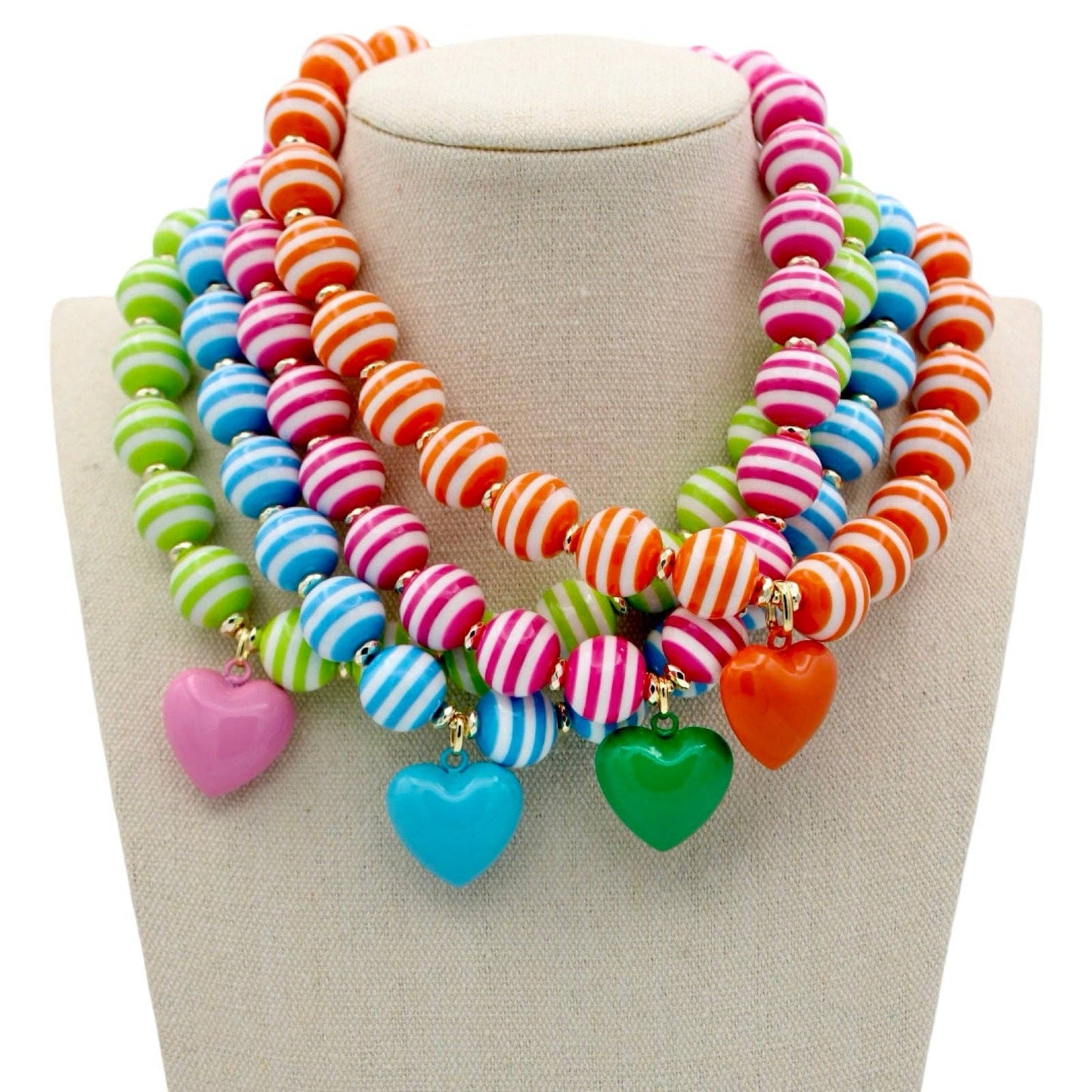 Cabana Stripe Necklace: Lime/Pink