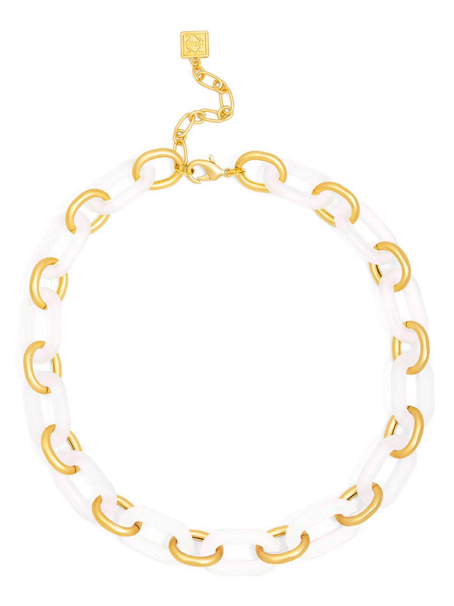 Multi-Color Resin Oval Links Collar Necklace: MLT