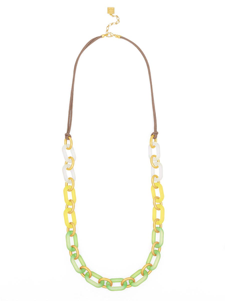 Multi-Color Resin Oval Links Long Necklace: MLT