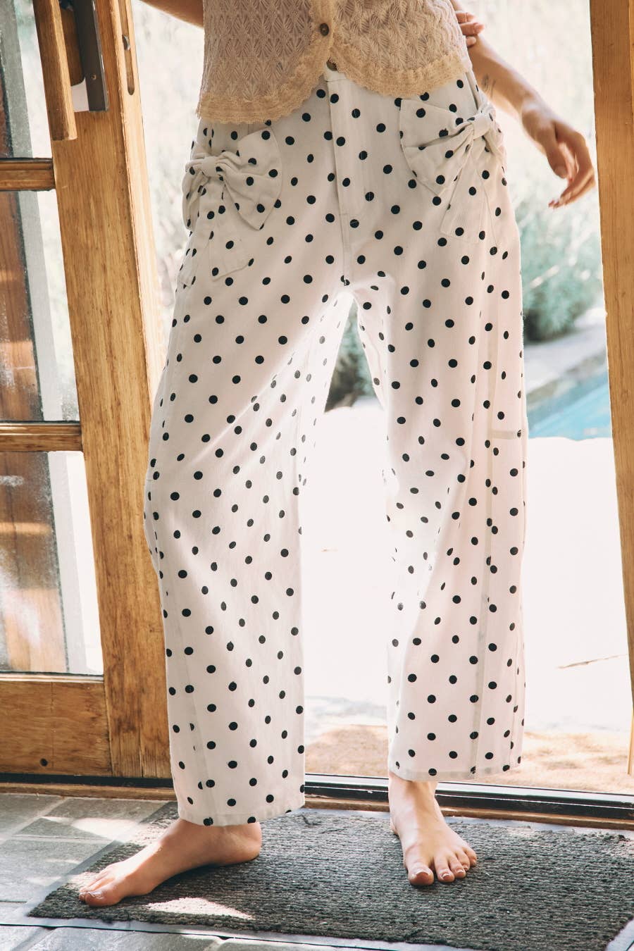 High-rise Printed Denim Pants: Black Combo / S