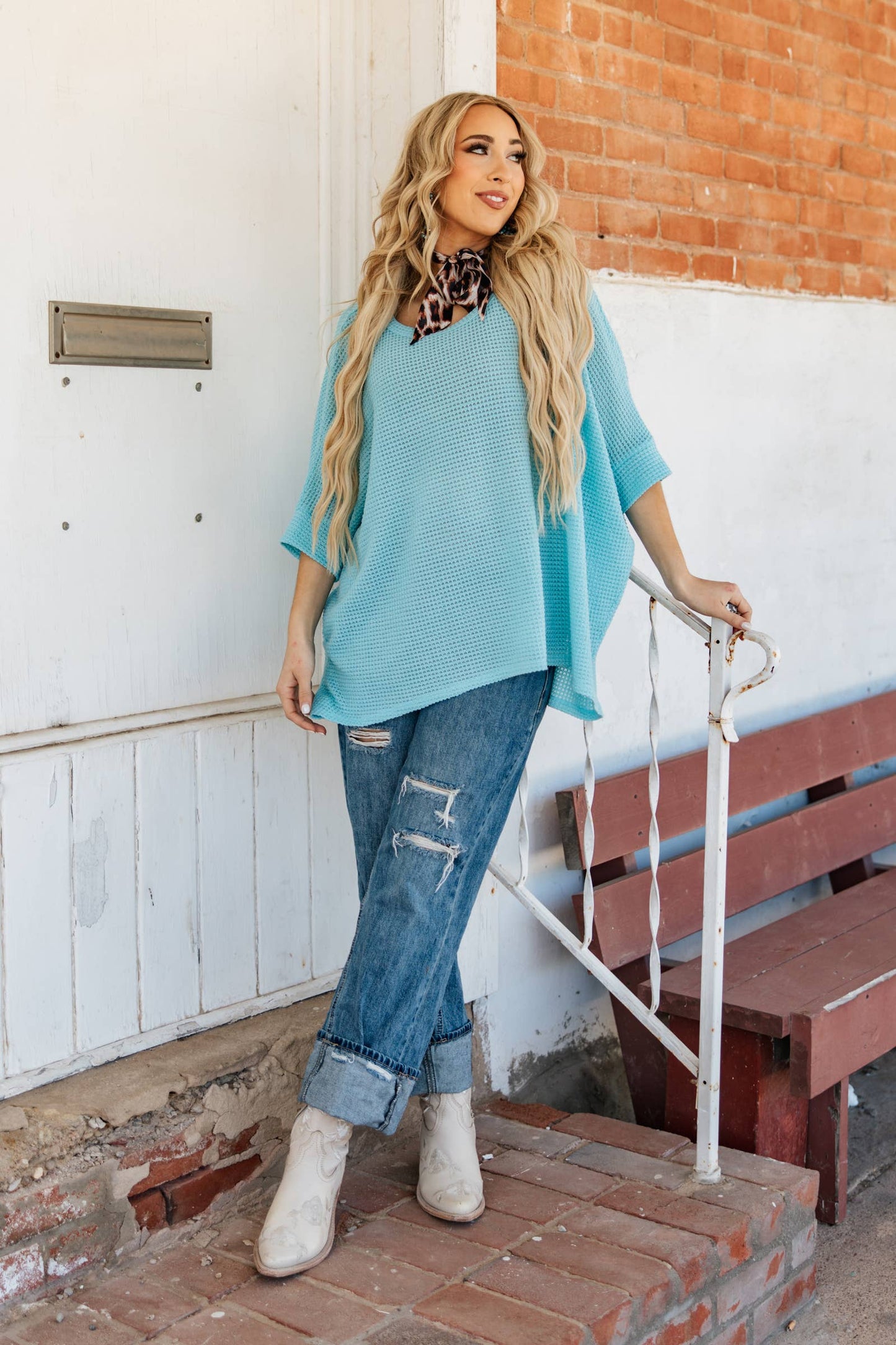 Crochet Oversized Relaxed Fit Poncho Top: NAVY / S/M