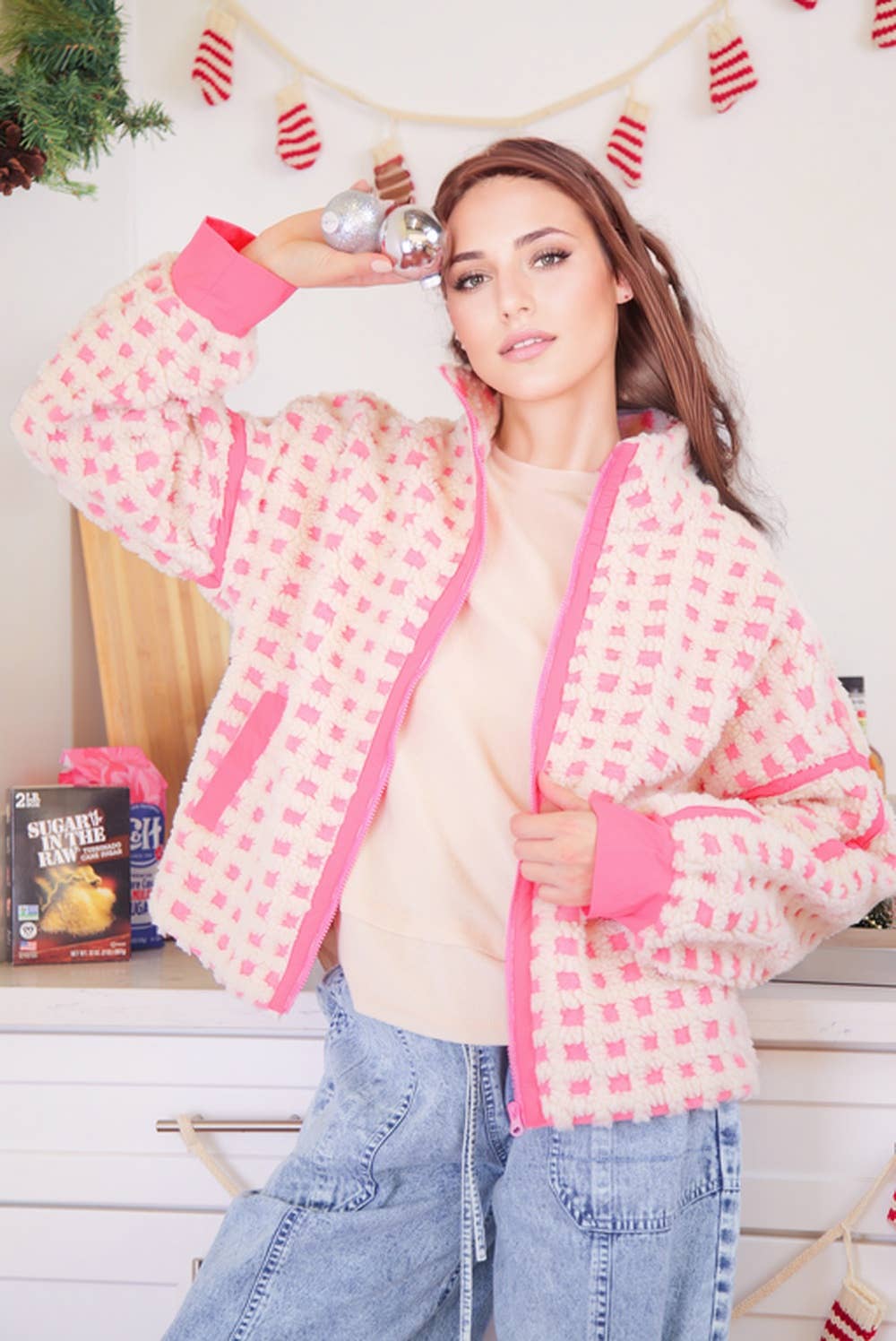 💖 Sweetheart Check Fleece – Pink