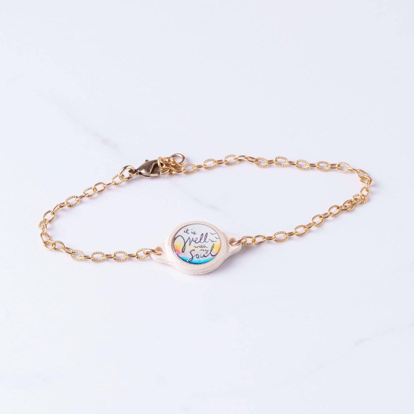 Tap To Pray® Survivor Series Bracelet: 14K Gold-Plated + Vanilla Cross