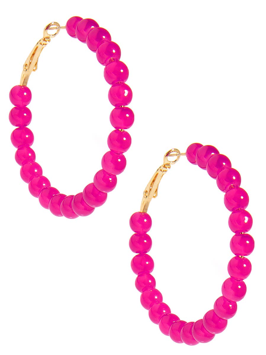 Brown Glass Bead Hoop Earring