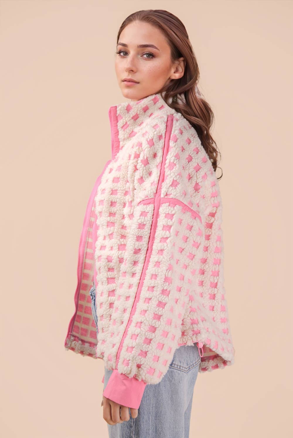 💖 Sweetheart Check Fleece – Pink