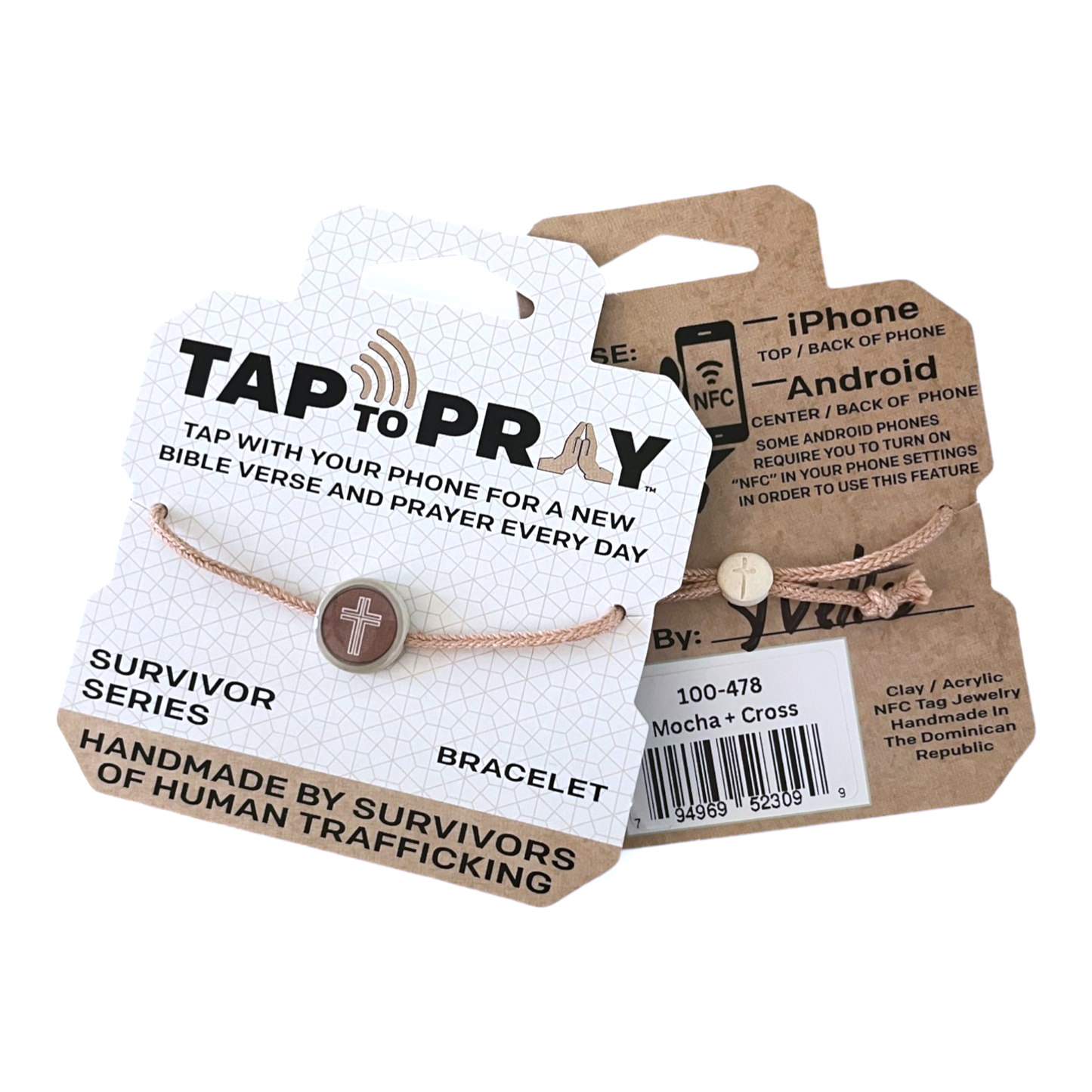 Tap To Pray® Survivor Series Bracelet: 14K Gold-Plated + Vanilla Cross