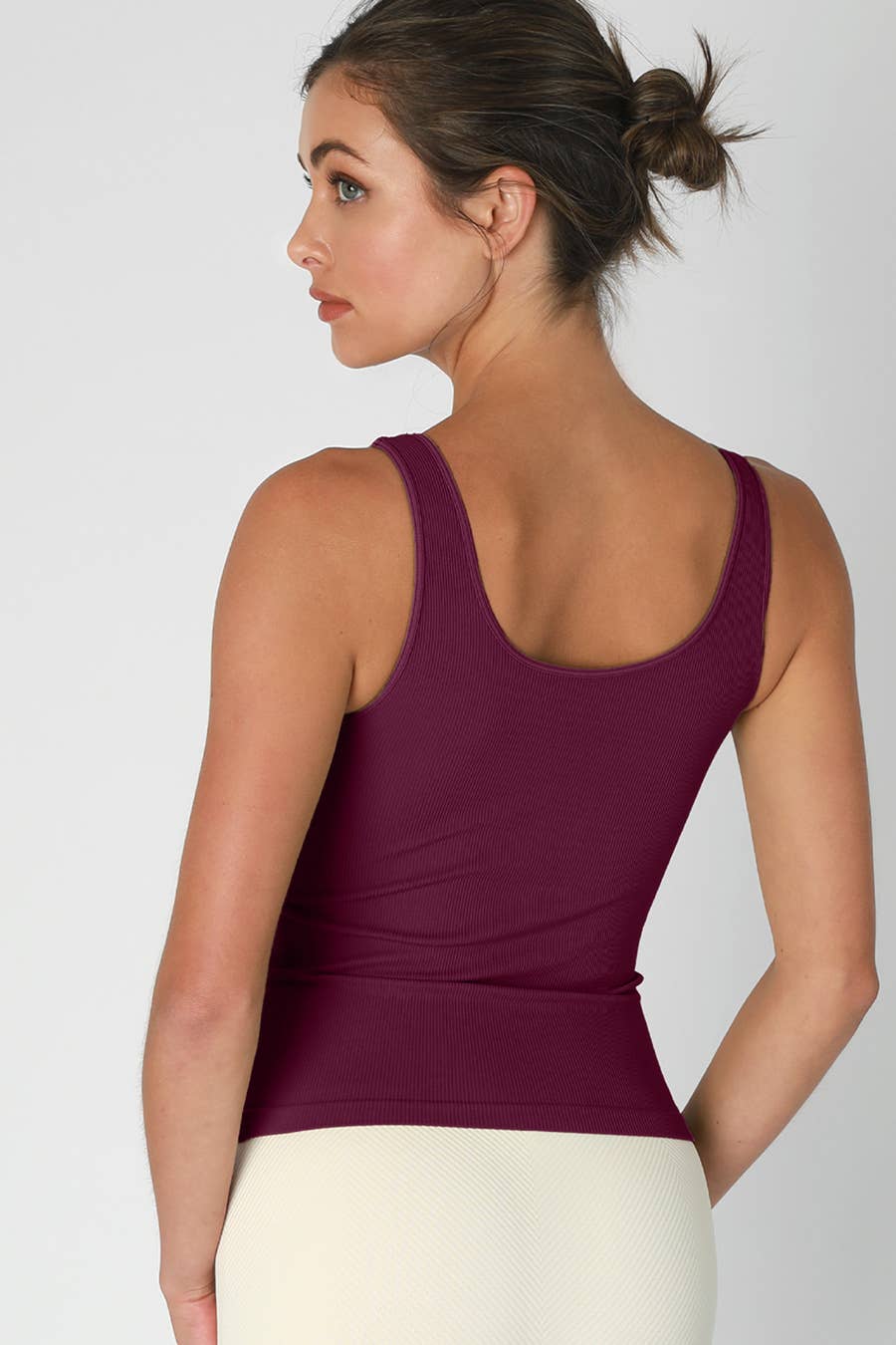 NS8173 - Ribbed Reversible Tank Top: 6 Black