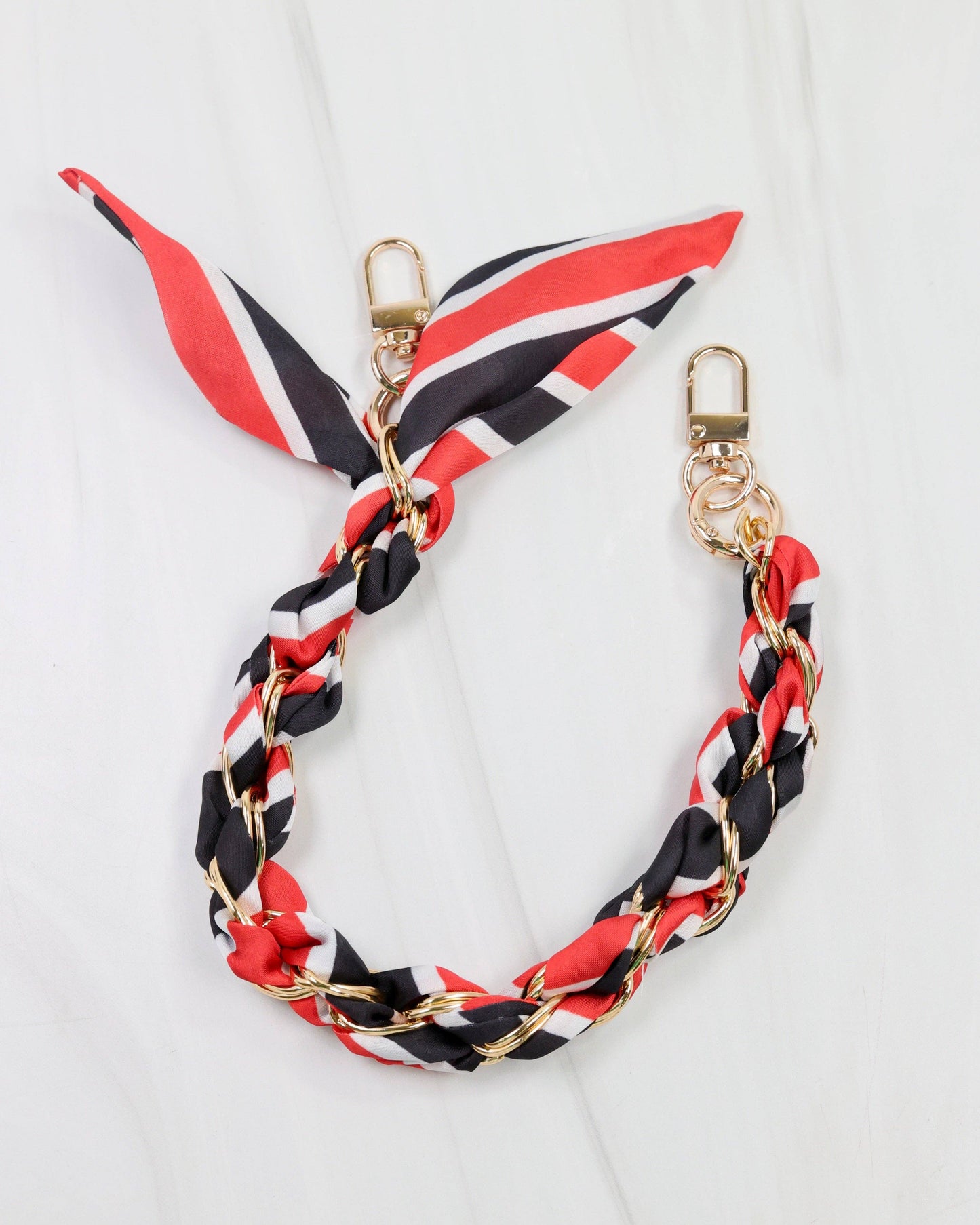 Serafina Scarf Purse Chain Black & Red Stripe