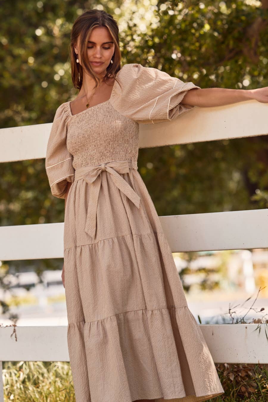 Textured Midi Dress: Linen / S