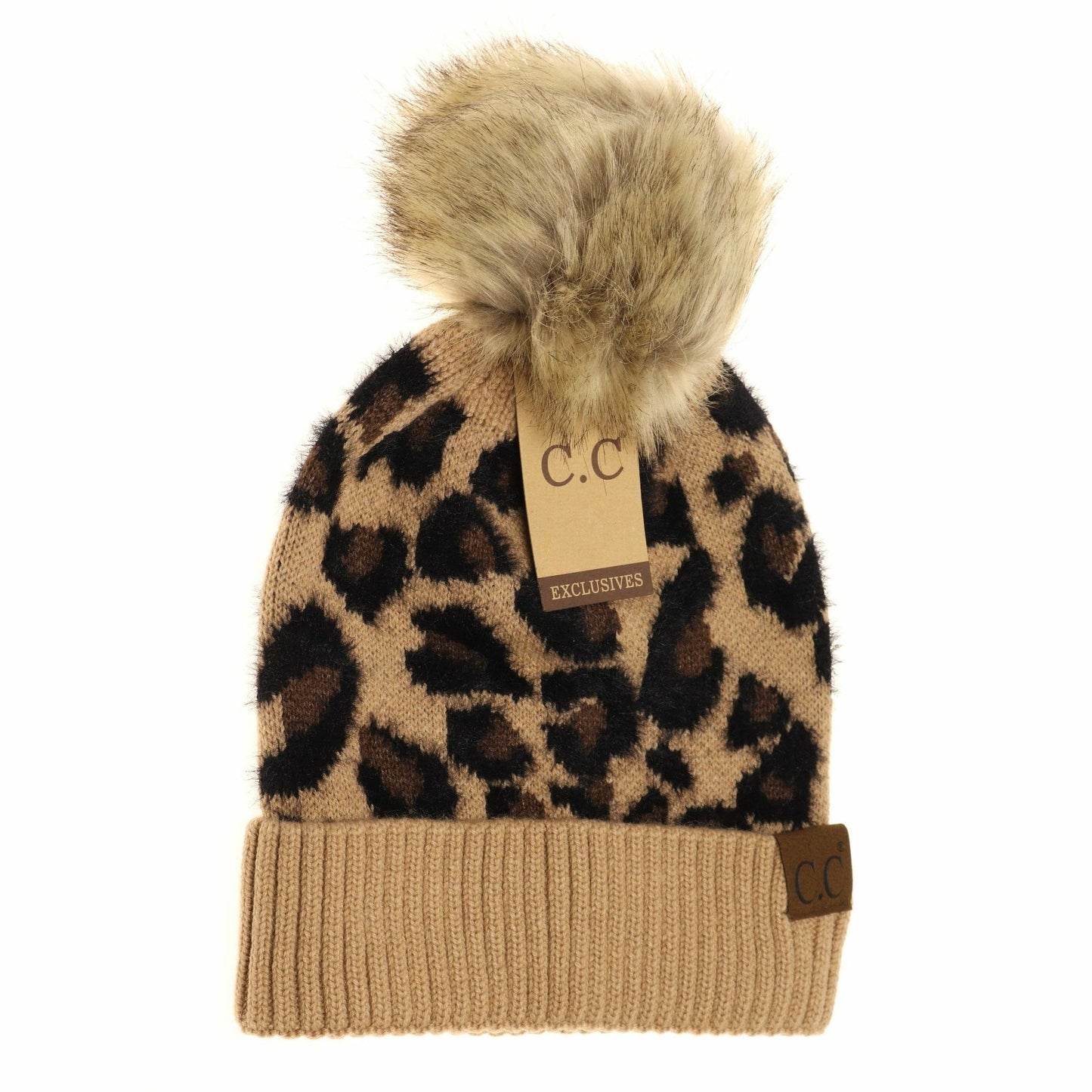 Mocha Leopard Pom Beanie