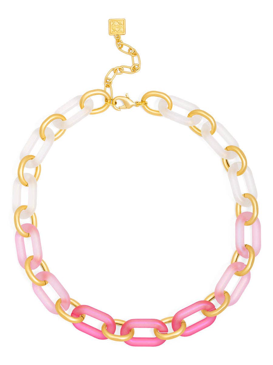 Multi-Color Resin Oval Links Collar Necklace: MLT