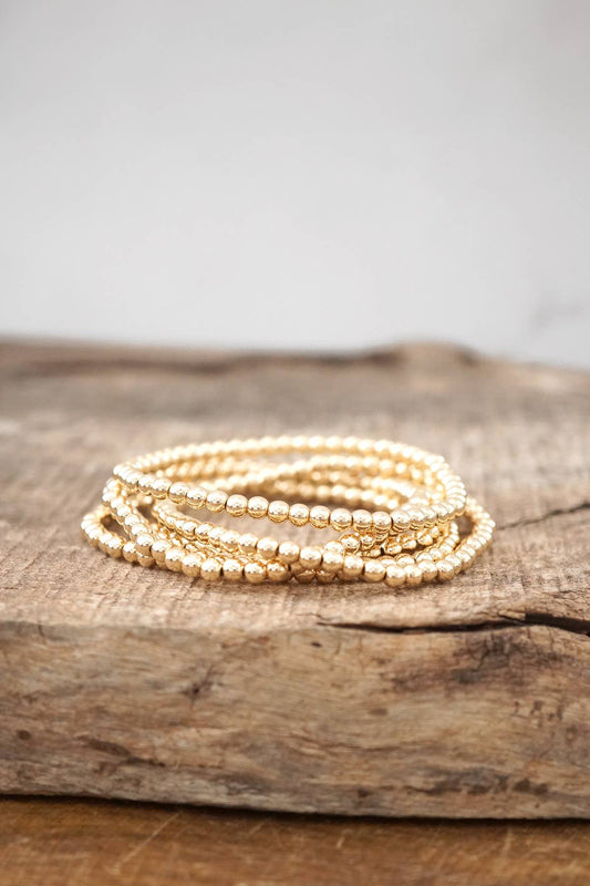 Gold tone Small Beaded Bracelet Set of 5