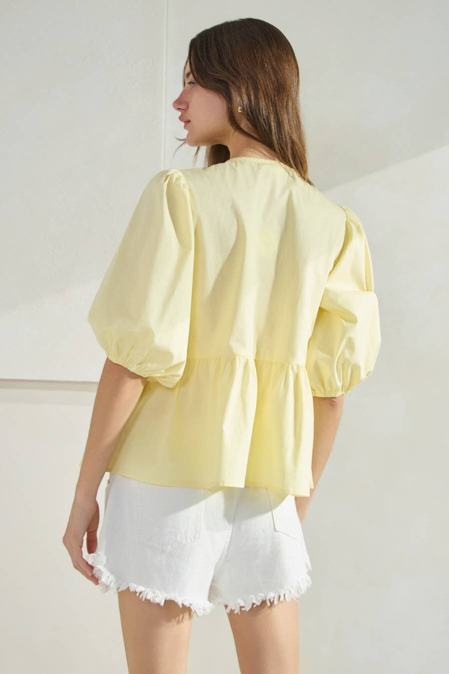 Plus Solid Cotton Poplin Front Tie Ribbon Blouse: Red / XL
