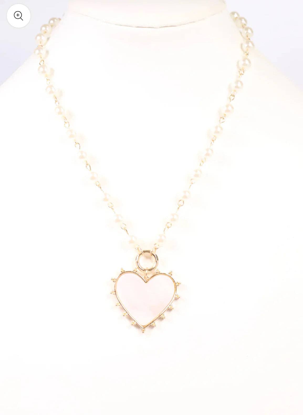 Pearl Heart Charm Necklace