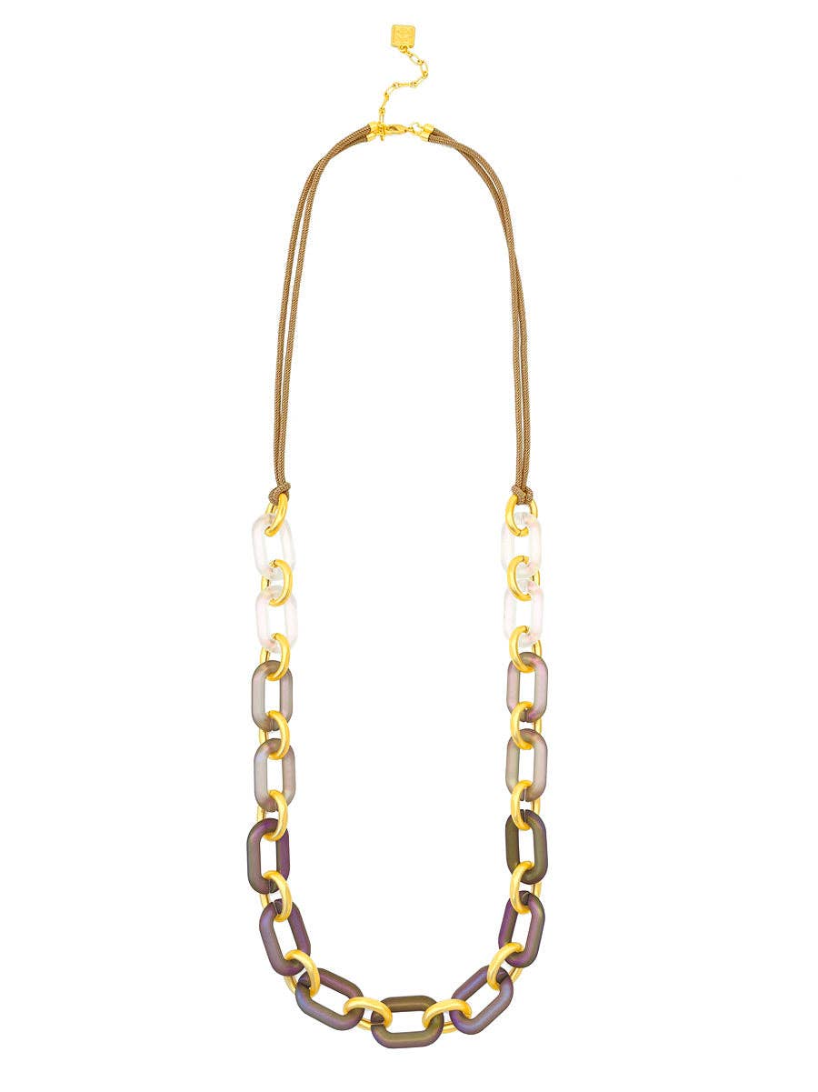 Multi-Color Resin Oval Links Long Necklace: MLT