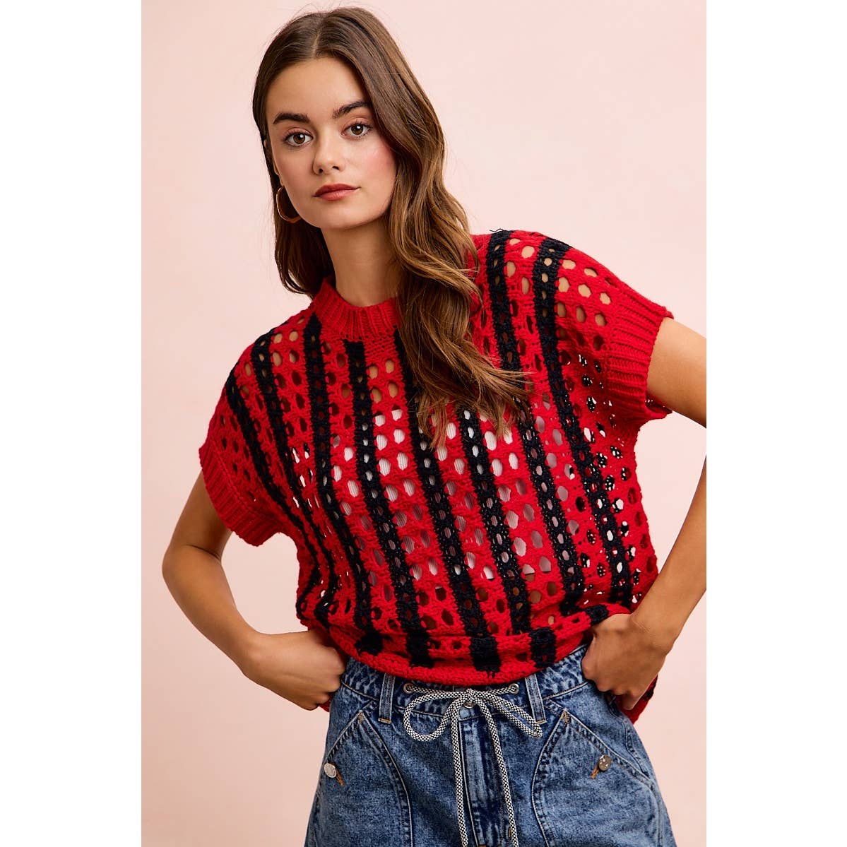 Sideline Sweetheart Crochet Top ❤️🖤