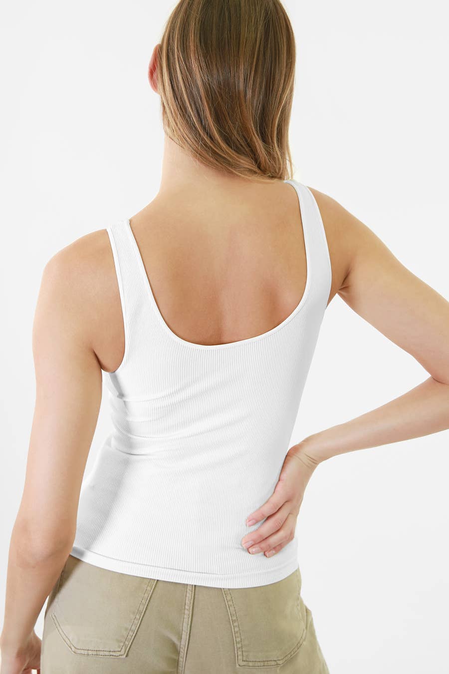 NS8173 - Ribbed Reversible Tank Top: 6 Black
