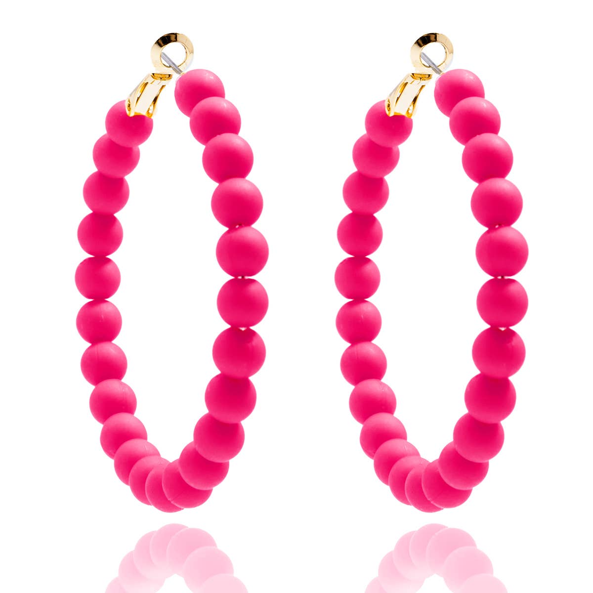 Emerald Matte Beaded Hoop Earring