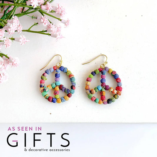 Kantha Milieu Peace Sign Earrings