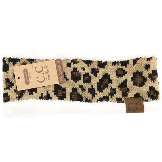 Leopard/Ivory Lined Leopard Print CC Head Wrap