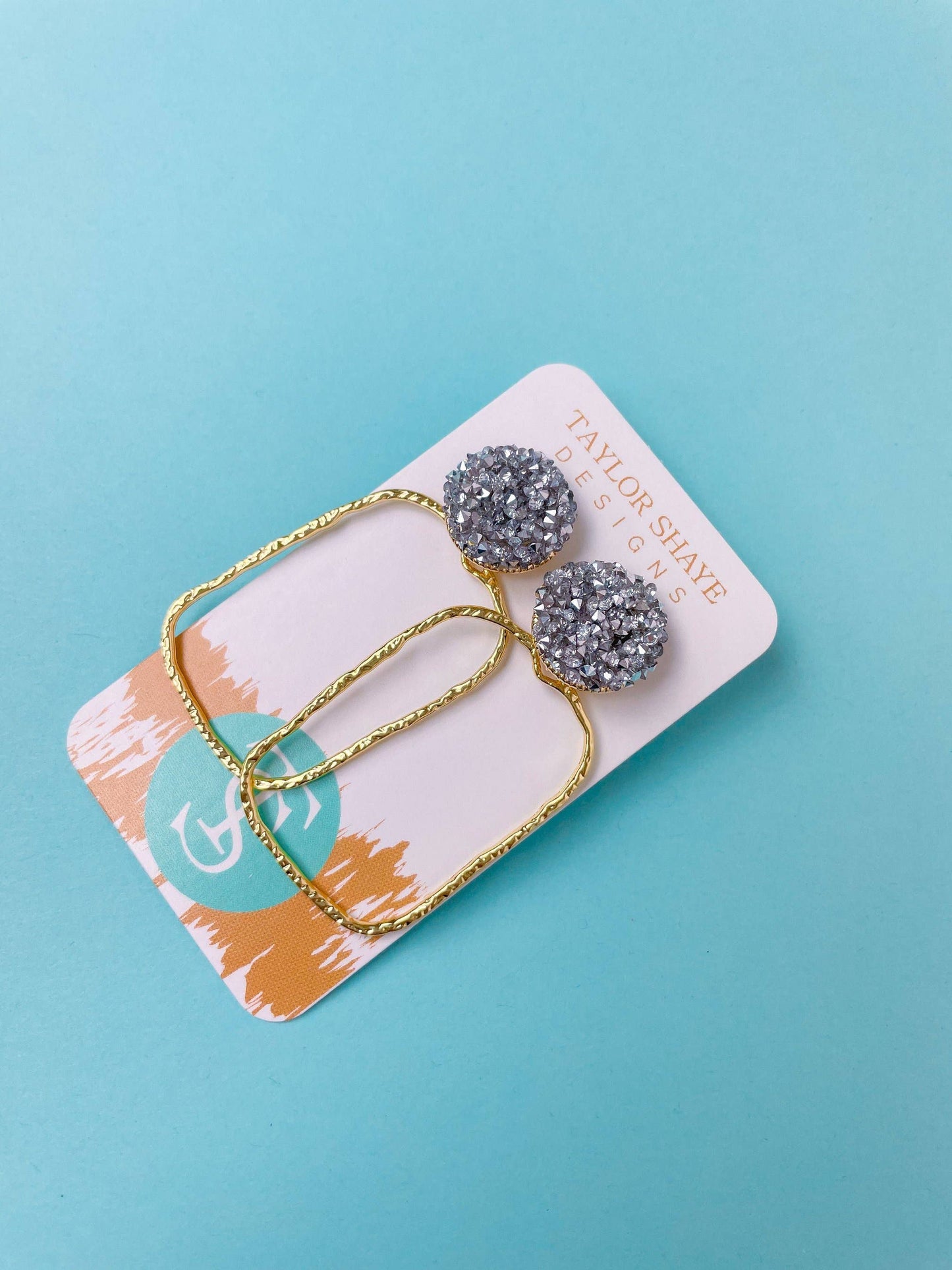 Glitter Top Rectangle Hoops